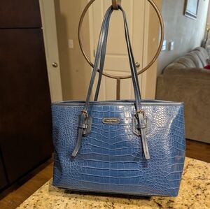 Dana Buchman Blue Crocodile Embossed Tote Bag